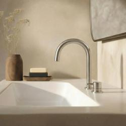 Waterevolution Flow 2-otworowa bateria umywalkowa w całości wykonana ze stali nierdzewnej z niską wylewką U 200mm T1121UIE