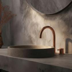 Waterevolution Flow 2-otworowa bateria umywalkowa PVD szczotkowana miedź T1121UCPE