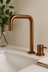 Waterevolution Flow 2-gatowa bateria umywalkowa PVD Szczotkowana Miedź T112HCPE