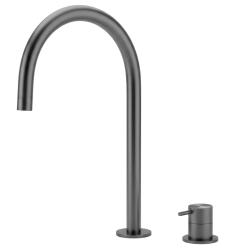 Waterevolution Flow 2-otworowa bateria umywalkowa PVD Gun Metal z wysokim U 200 mm wylewką T1122UGME