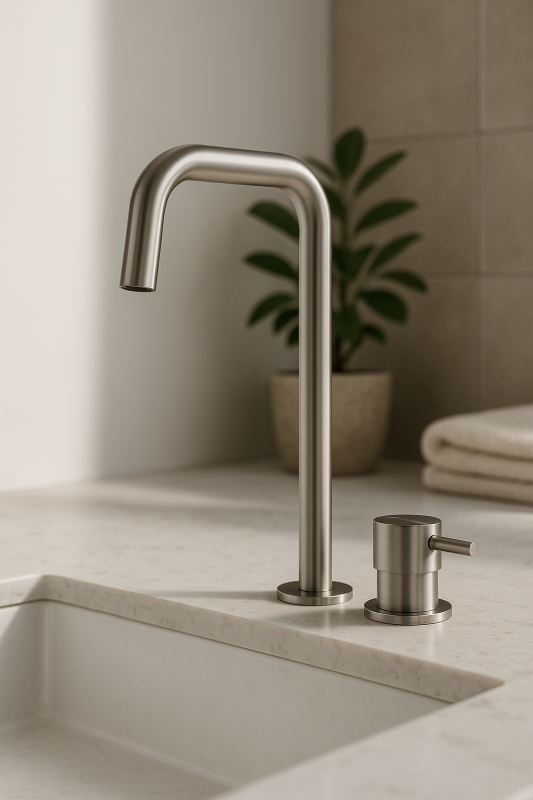 Waterevolution Flow 2-otworowa bateria umywalkowa wysoka wylewka 222 RVS T122HIE