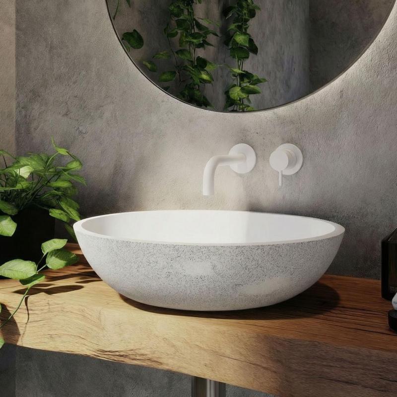 Waterevolution Flow wbudowana bateria umywalkowa biała wylewka 10cm T116BBR-10