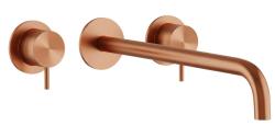 Waterevolution Flow 3-hole Built-in Washbasin Faucet PVD Copper with spout 21 cm T1163FCPE-21