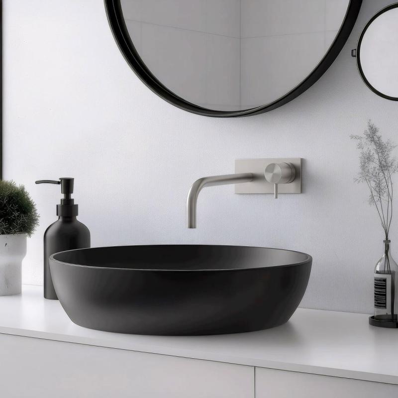 Wodna rewolucja Flow bateria umywalkowa podtynkowa z płytą maskującą, całkowicie ze stali nierdzewnej, z wylewką 15 cm T1161BIE-15