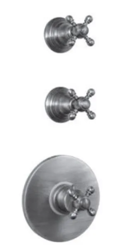 PB Classic nostalgiczny termostat prysznicowy do zabudowy z 2 zaworami odcinającymi, wygląd stali nierdzewnej