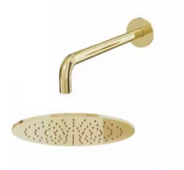 Waterevolution Flow głowica prysznicowa 250 mm z przyłączem ściennym w kolorze Light Gold