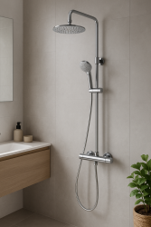Aquadesign Valence zestaw prysznicowy termostatyczny z deszczownicą chrom