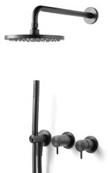 Waterevolution Flow inbouw doucheset met thermostaat regendouche en handdouche in gun metal