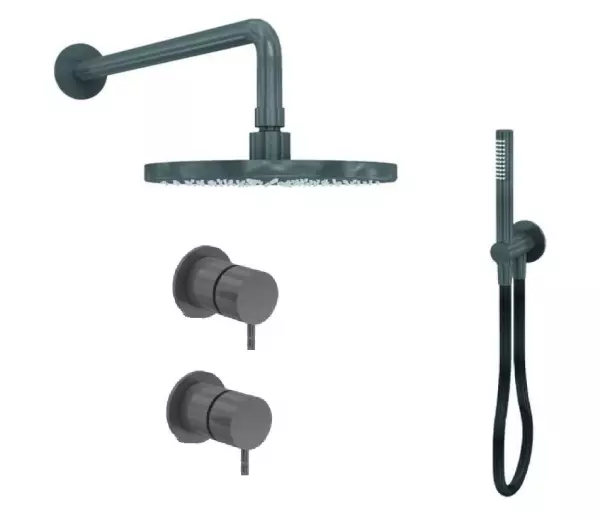 Waterevolution Flow inbouw doucheset met thermostaat regendouche en handdouche in gun metal