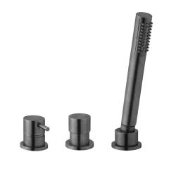 Waterevolution Flow 3-otworowa bateria wannowa do montażu na brzegu wanny PVD Gun Metal T138SBGME