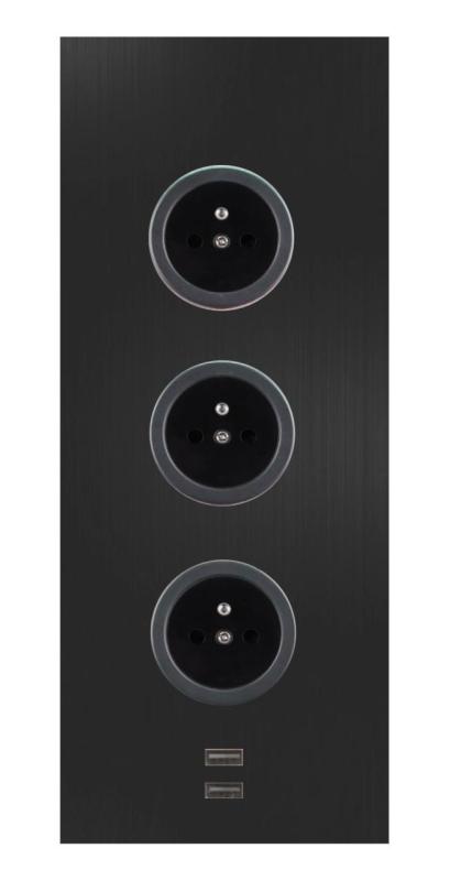 Indux Corner Listwa zasilająca z 3 gniazdkami, uziemieniem i 2 ładowarkami USB, czarna 1208955898