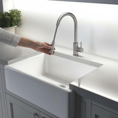 Quadri Leeds kuchenny kran z wyciąganą wylewką z dwoma trybami, szczotkowana stal 1208955909