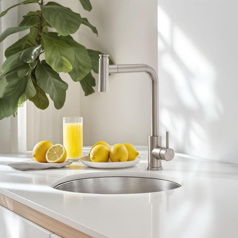 Quadri Cardiff bateria kuchenna z wyciąganą wylewką, z dwoma rodzajami strumienia, wykonana ze stali nierdzewnej, model 1208955914.