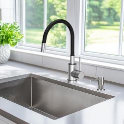 Quadri Bristol RVS kran kuchenny z elastyczną czarną wylewką 1208956026