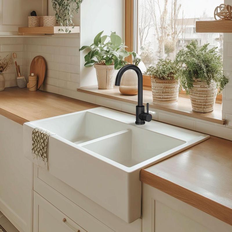 Quadri Coventry bateria kuchenna matowa czarna z obrotową wylewką 1208956030