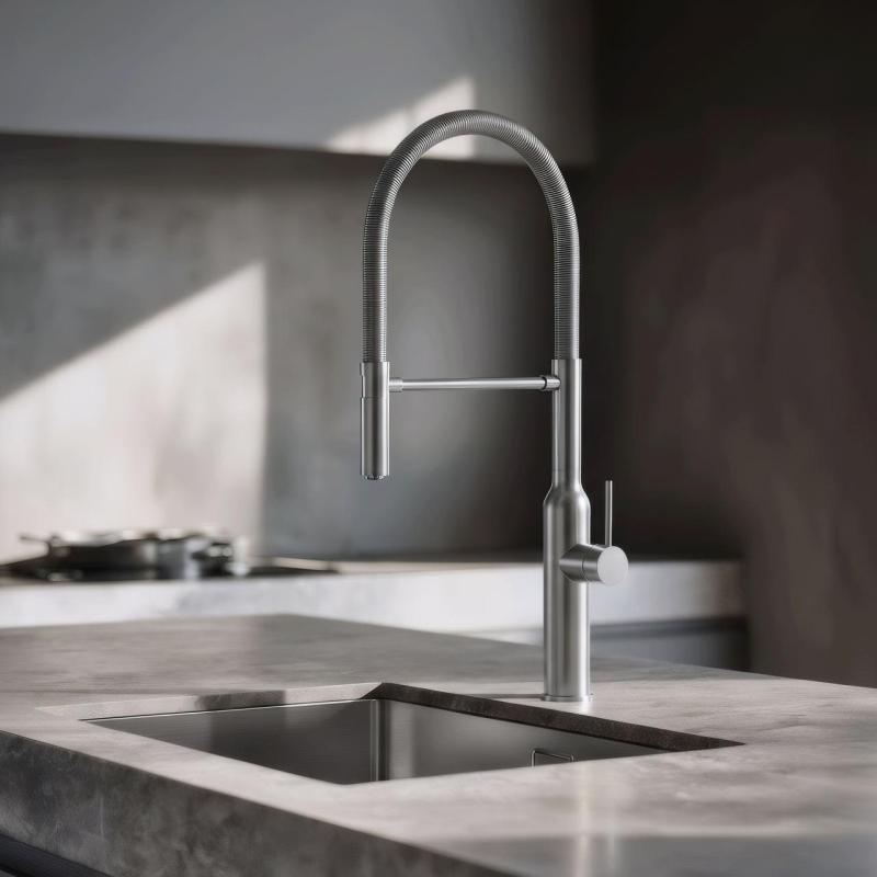 Quadri Stamford wysoka bateria kuchenna z elastyczną wylewką RVS 1208956080