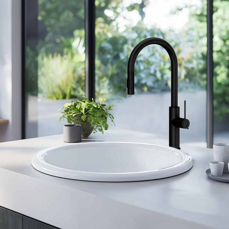 Quadri Retford kran kuchenny matowy czarny z wyciąganą wylewką i trybem natrysku 1208956087