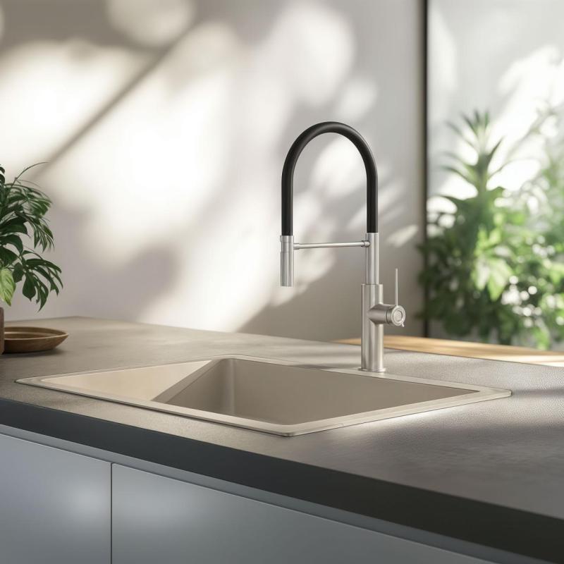 Quadri Retford kran kuchenny RVS z elastyczną wylewką czarny 1208956089