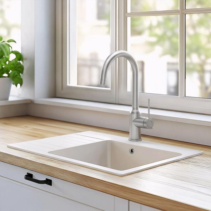 Quadri Stamford bateria kuchenna ze stali nierdzewnej z obrotową okrągłą wylewką 1208956109