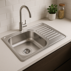 Aquadesign Basic RVS zlewozmywak z ociekaczem odwracalny 66x42cm nablatowy 1208956285