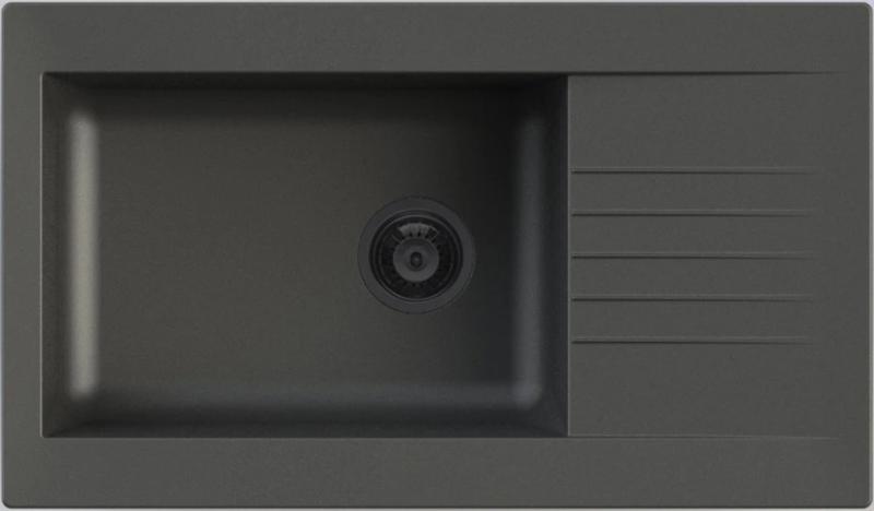 Ausmann Fibre duży czarny zlewozmywak z tworzywa sztucznego, odwracalny z ociekaczem, montaż nawierzchniowy, 86x50 cm, z czarnym korkiem 1208956781