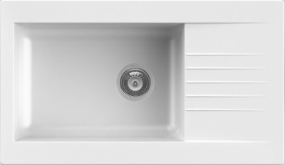 Ausmann Fibre duża biała plastikowa zlewozmywak odwracalny z ociekaczem, montaż na blacie 86x50 cm 1208956782