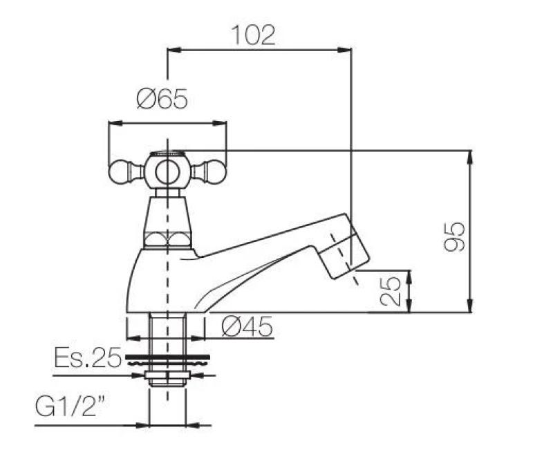 PB klasyczna bateria umywalkowa z pokrętłem w kształcie gwiazdy na zimną wodę, niski model, chrom 1208956901