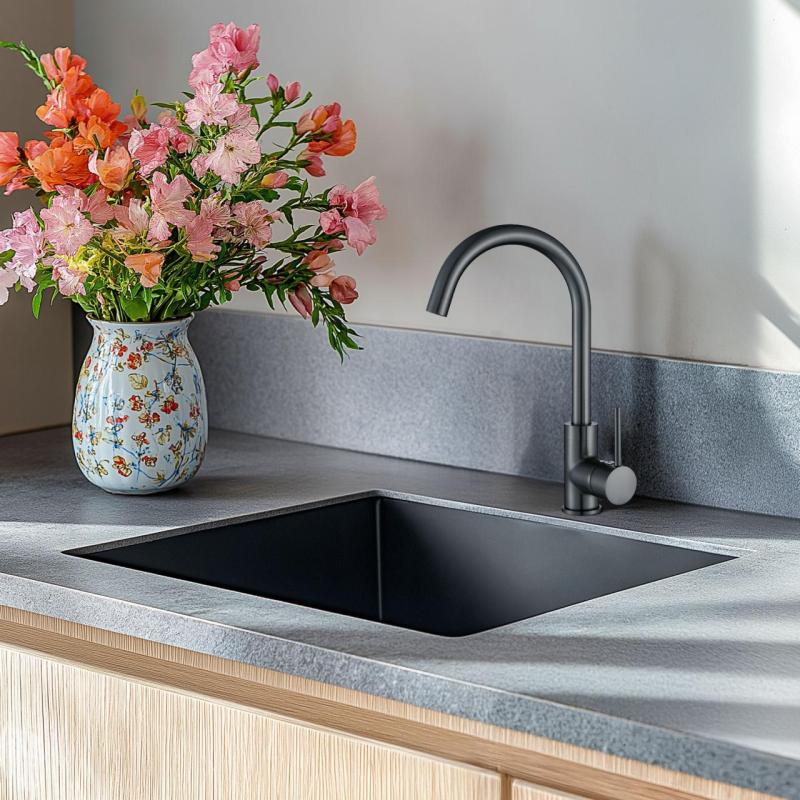 Ausmann Turt gun metal zlewozmywak PVD NANO 40x40 montaż podblatowy, równy z blatem i nablatowy 1208956946