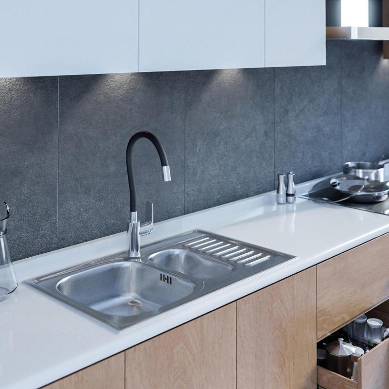 Ausmann Basic rvs 1,5 wbudowany zlewozmywak z ociekaczem odwracalny 78x50 cm w komplecie z syfonem 1208956970