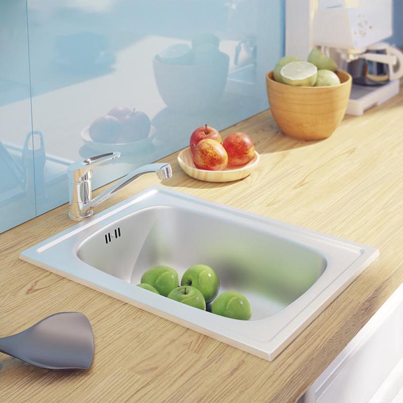 Ausmann Basic mały zlew nablatowy ze stali nierdzewnej 35x48 cm wraz z syfonem 1208956971