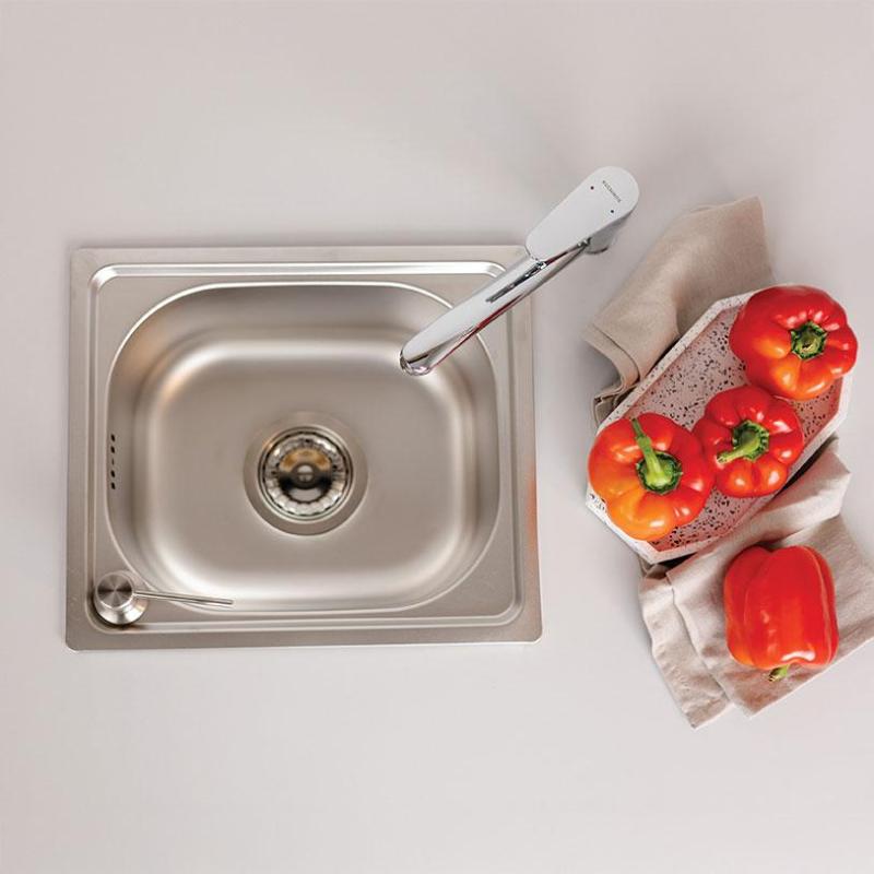 Ausmann Basic mały zlewozmywak nablatowy ze stali nierdzewnej 33x38 cm, w zestawie z syfonem 1208956972