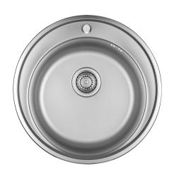 Ausmann Basic okrągła stalowa umywalka nablatowa z otworem na baterię 51 cm, w zestawie syfon 1208956976