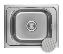 Ausmann Basic zlewozmywak nablatowy ze stali nierdzewnej z motywem lnianym 50x40 cm, w zestawie z syfonem 1208956977