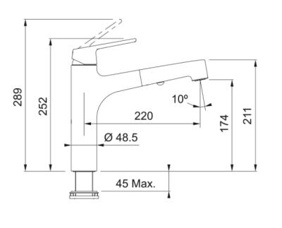 Franke Lift Kran Kuchenny z wyciąganą wylewką chrom 115.0621.668