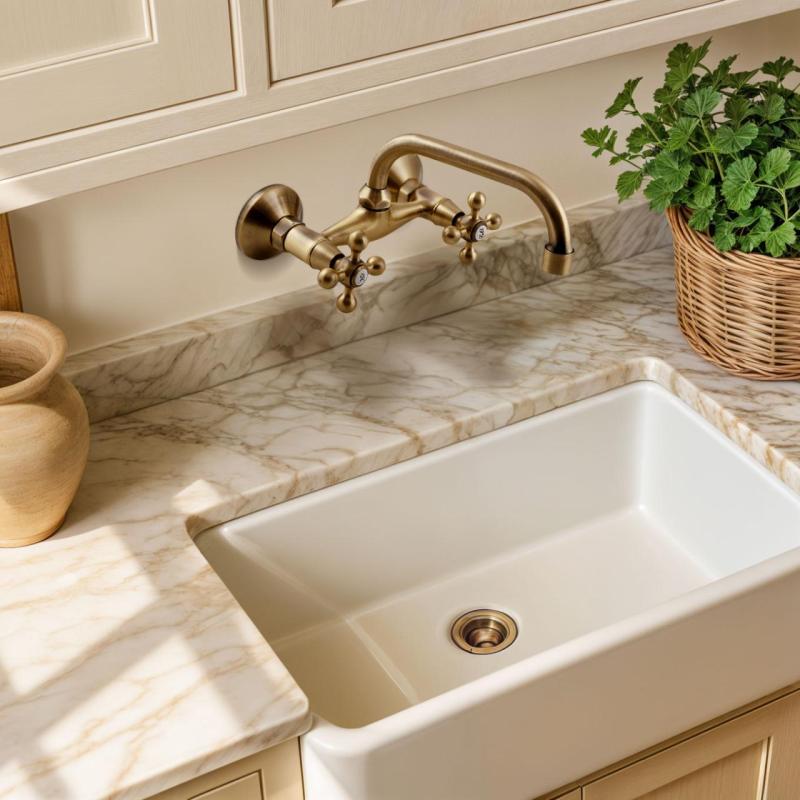 AquaTrimo Vivaldi klasyczna brązowa kuchenną bateria ścienna z górnym wylotem 21VV7066BN