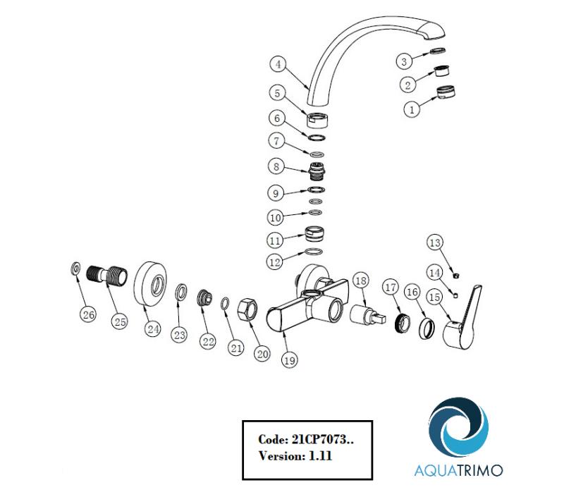 AquaTrimo Chopin kran kuchenny ścienny z wylewką górną matowa czerń 21CP7073SW