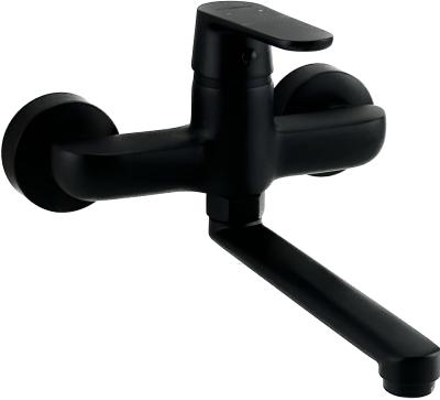 AquaTrimo Chopin czarny kran ścienny z dolnym wylotem 235mm 21CP7075SW