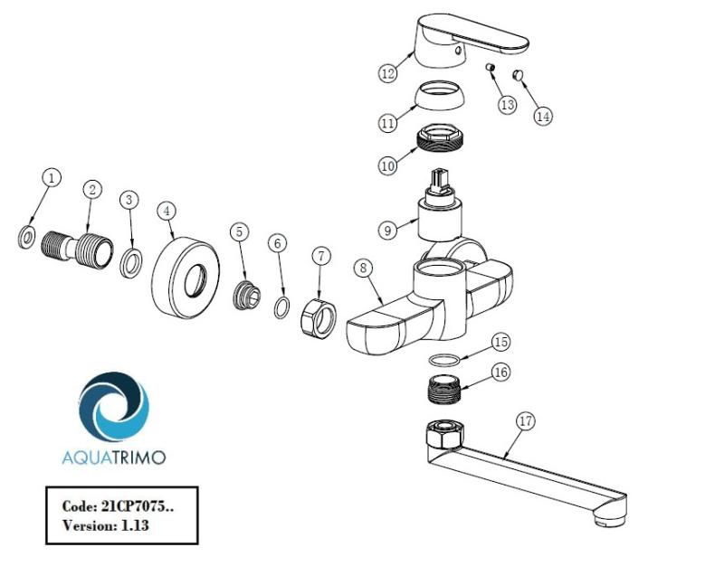 AquaTrimo Chopin czarny kran ścienny z dolnym wylotem 235mm 21CP7075SW