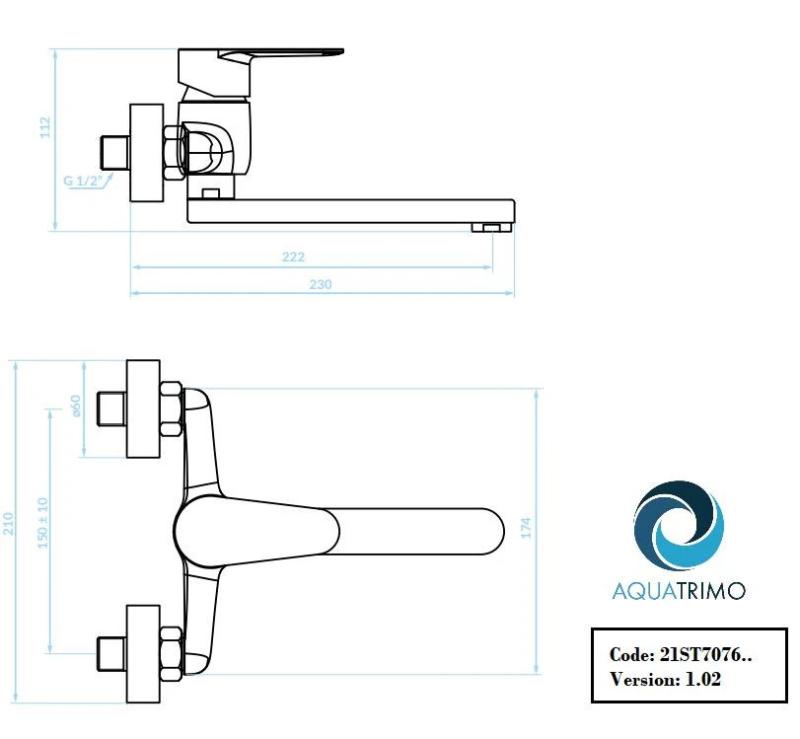 AquaTrimo Schubert jednouchwytowa kuchenna bateria ścienna chrom 21ST7076CM