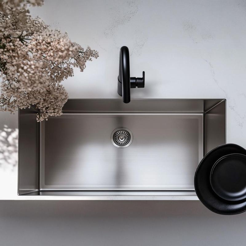 Ausmann Oder grote roestvrijstalen spoelbak 74x40cm vlakbouw onderbouw en opbouw extra diep 22cm 1208957114