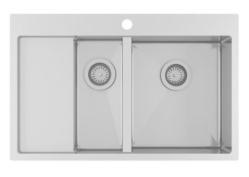 Ausmann Oder Blue 1,5 stali nierdzewnej zlewozmywak 78x50cm montaż na równi z blatem i montaż nakładany z ociekaczem 1208957125