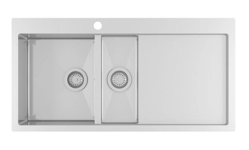 Ausmann Oder Blue 1,5 zlewozmywak ze stali nierdzewnej 100x51cm montaż na równi z blatem i montaż nakładany z ociekaczem 1208957128