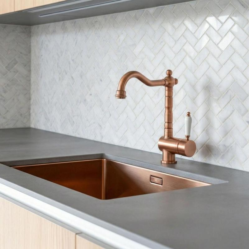 Edward Nostalgiczna bateria kuchenna z obrotową wylewką miedzianą klasyczną 1208957130