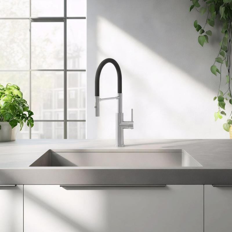 Quadri Chester kraan kuchenny z elastyczną wylewką i prysznicem z 2 rodzajami strumienia RVS 1208957226