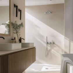 Waterevolution Flow zestaw prysznicowy chromowany z termostatem, deszczownicą i słuchawką prysznicową 1208957343