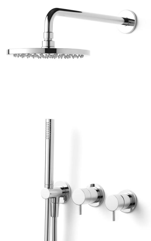 Waterevolution Flow zestaw prysznicowy chromowany z termostatem, deszczownicą i słuchawką prysznicową 1208957343