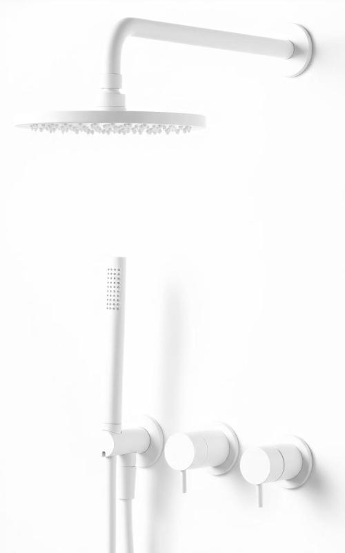 Waterevolution Flow zestaw prysznicowy do zabudowy, matowy biały, z termostatem, deszczownicą i słuchawką prysznicową 1208957344