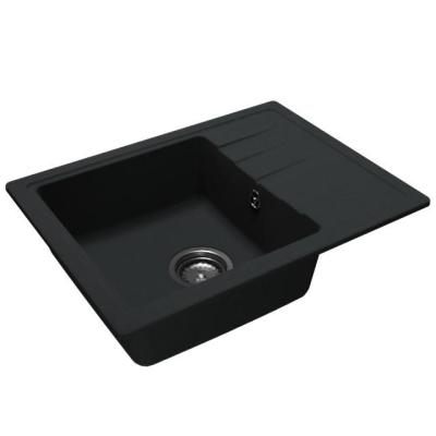 GraniteMy Smart extra płytki granitowy zlewozmywak nablatowy czarny 58x44cm z ociekaczem odwracalnym 1208957354