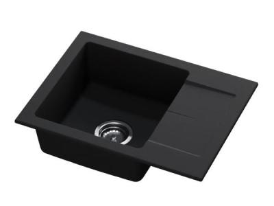 GraniteMy Smart extra płytki granitowy zlewozmywak nablatowy czarny 58x44cm z ociekaczem odwracalnym 1208957354