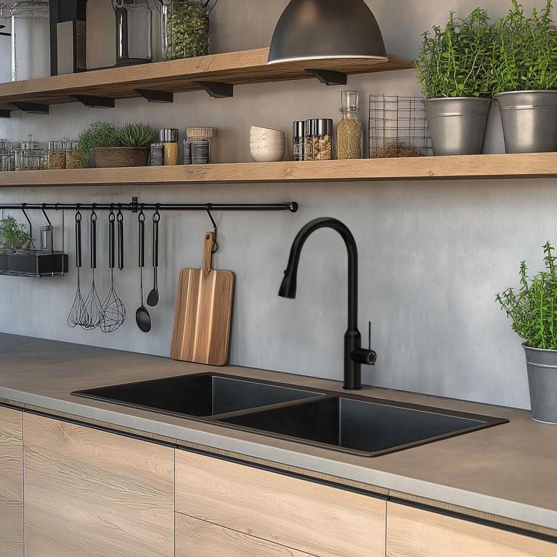 Franke Maris MRG 220/120-35-35 Fragranite black edition matowy czarny podwójny zlew do montażu płaskiego